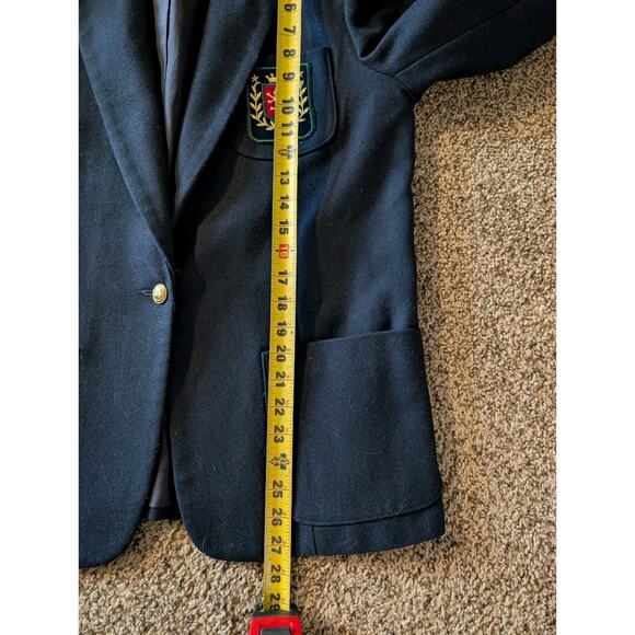 Academia 1970s rrrrRuss Navy Wool Blazer Women’s 14 | Gold Crest Button | Preppy - Picture 16 of 16